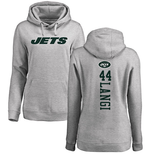 New York Jets Ash Women Harvey Langi Backer NFL Football #44 Pullover Hoodie Sweatshirts->new york jets->NFL Jersey